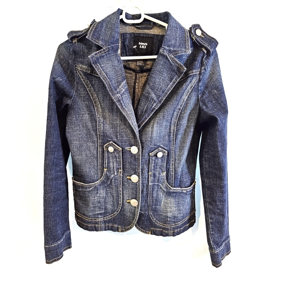 Miss Lili Size S Denim Jacket Distressed